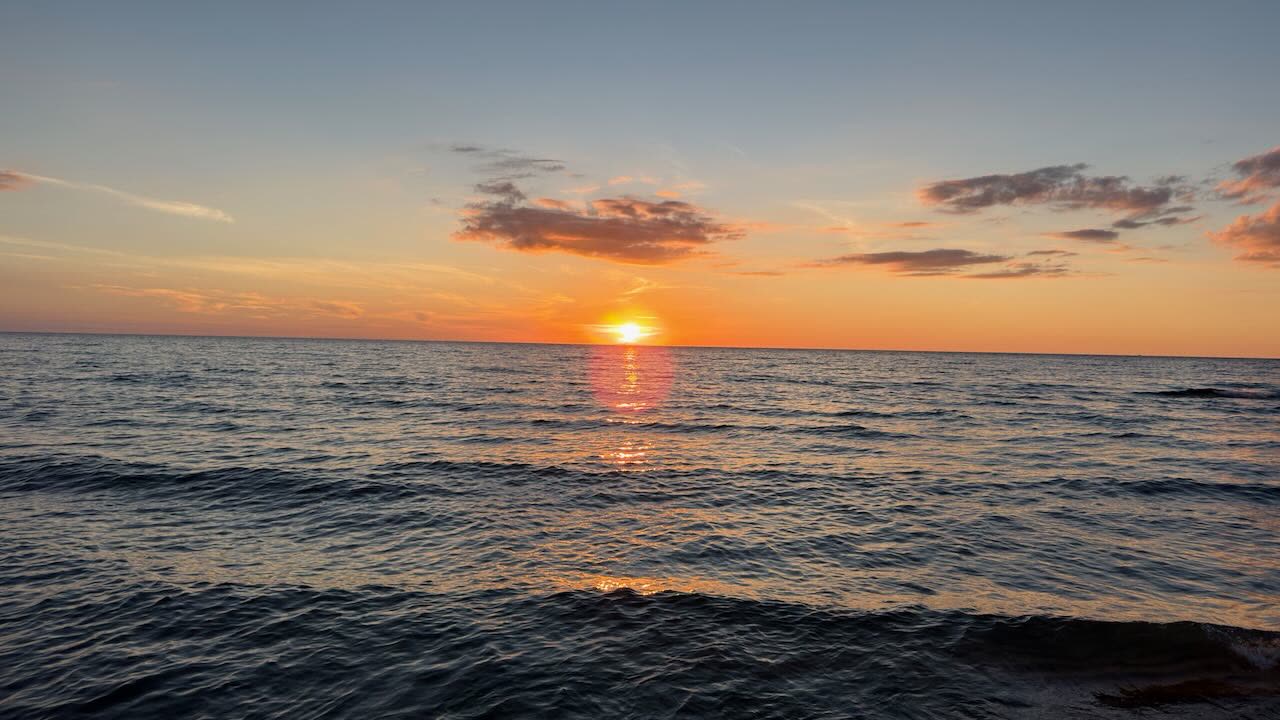Sun setting over Lake Michigan from the Ludington shore